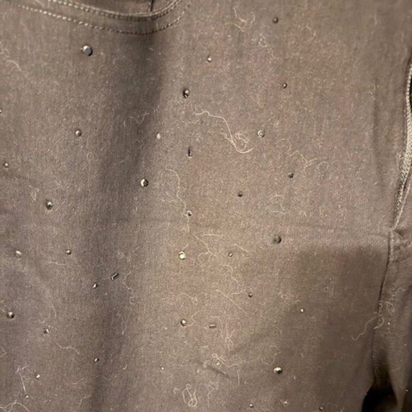 Jet Black Straight Leg Jeans with black crystals covering the entire front - Picture 4 of 6